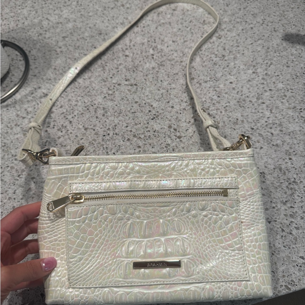 Brahmin Cream Crossbody Bag Textured Design
